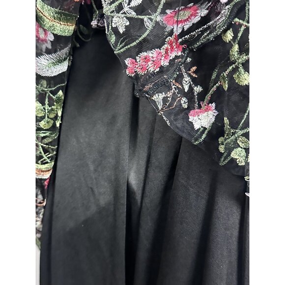 City Studio Juniors Ladies Black Floral Embroidered Ruffle Trim Maxi Dress Sz 13 - Picture 6 of 11